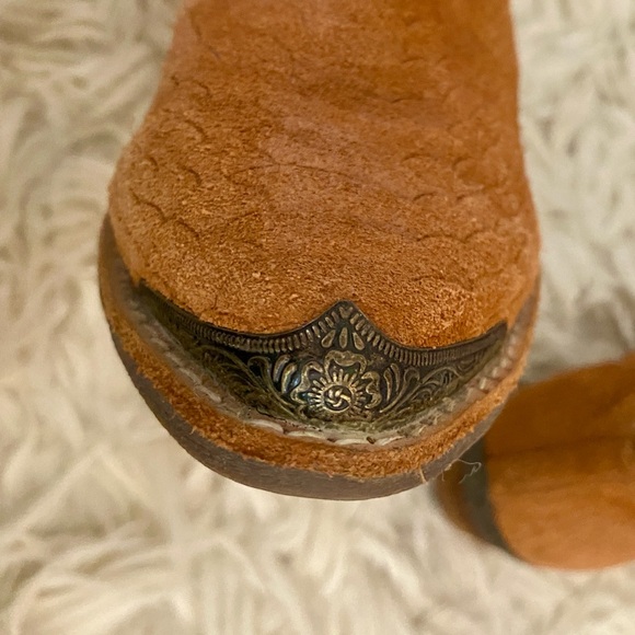 Jeffery Campbell Cromwell Ankle Boots! Cognac Suede Snake Skin Embossed. Size 7 - Picture 7 of 9